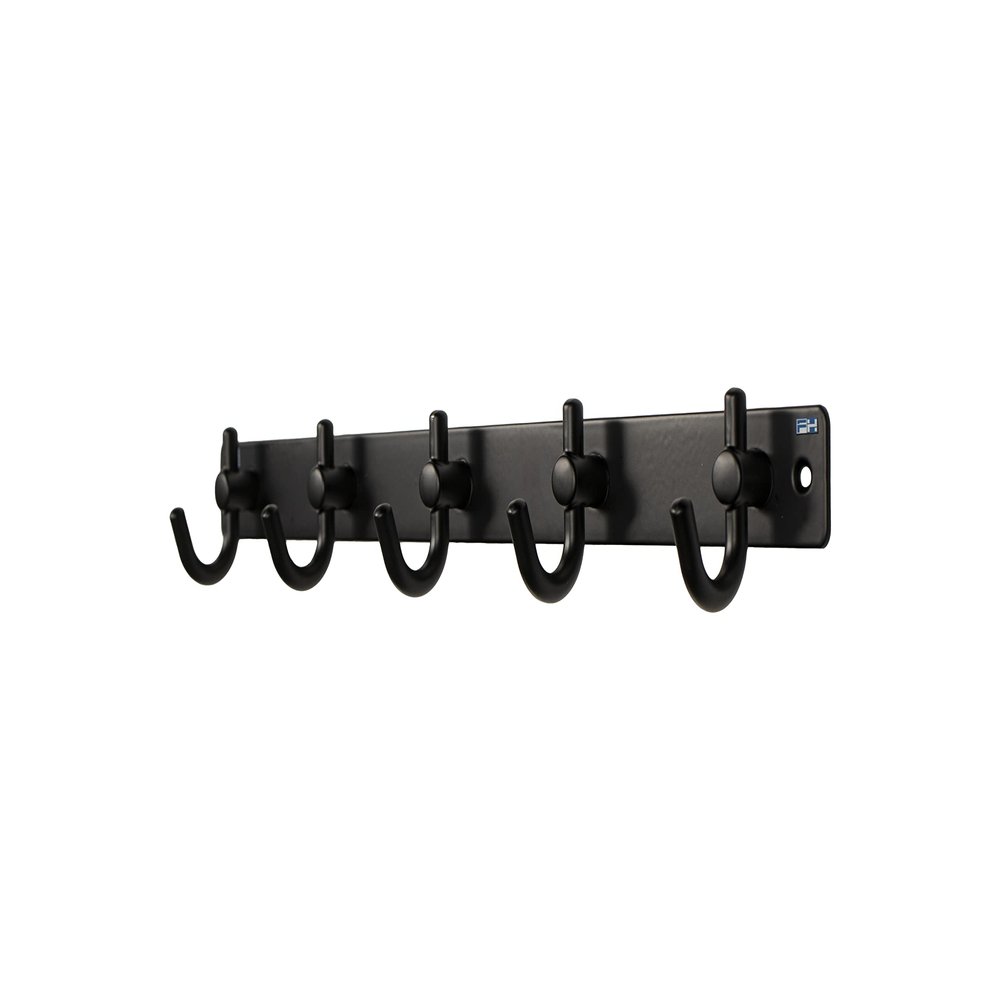 FantasHome 15" Wall Mounted Metal Hook Rack with 5 Hooks - Black
