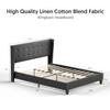 BONSOIR Queen Size Dark Grey Bed Frame Upholstered Traditional Low Profile Platform with Wing Back Headboard Linen Fabric Upholstery/(Dark Grey, Queen Size) view 3
