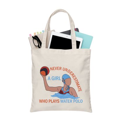 BDPWSS Water Polo Gifts Water Polo Player Coach Gift Never Underestimate A Who Plays Water Polo Canvas Tote Bag (play waterpolo TG)