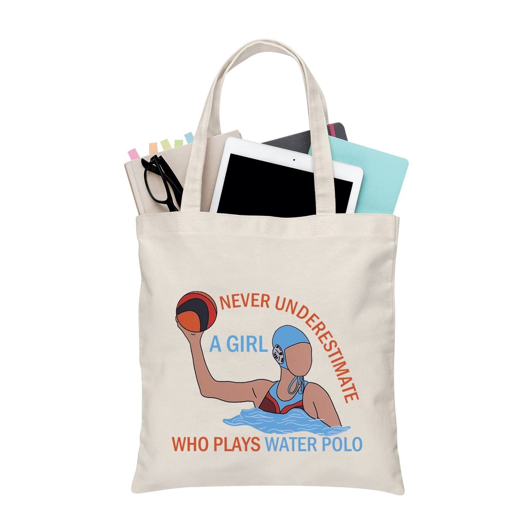 BDPWSS Water Polo Gifts Water Polo Player Coach Gift Never Underestimate A Who Plays Water Polo Canvas Tote Bag (play waterpolo TG)