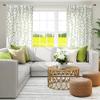 108 inch Sheer Curtains with Design 2 Panels Set for Windows Green Vine Leaf Pattern Bedroom Curtains Printed Long Curtain Sheers White Transparent Drapes for Living Room view 3