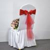 Pack of 50 Double Bows Organza Stretch Chair Sashes for Romantic Wedding Holiday Party Celebration Birthdays Chair Decorations (Red, 50pcs) view 1