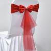 Pack of 50 Double Bows Organza Stretch Chair Sashes for Romantic Wedding Holiday Party Celebration Birthdays Chair Decorations (Red, 50pcs) view 2