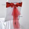 Pack of 50 Double Bows Organza Stretch Chair Sashes for Romantic Wedding Holiday Party Celebration Birthdays Chair Decorations (Red, 50pcs) view 3