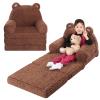 MOMCAYWEX Kids Sofa, Sherpa Couch with Tri-Layer Foam Cushions, Comfy Seating for Kids Age 36 Years, Brown view 1
