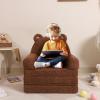 MOMCAYWEX Kids Sofa, Sherpa Couch with Tri-Layer Foam Cushions, Comfy Seating for Kids Age 36 Years, Brown view 2