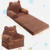 MOMCAYWEX Kids Sofa, Sherpa Couch with Tri-Layer Foam Cushions, Comfy Seating for Kids Age 36 Years, Brown view 3