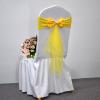 Pack of 20 Double Bows Organza Stretch Chair Sashes for Romantic Wedding Holiday Party Celebration Birthdays Chair Decorations (Golden Yellow, 20pcs) view 1