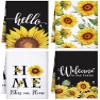 Bencailor 4 Pcs Sunflower Kitchen Towels Welcome to Our Home Hand Dish Towels Flower Floral Fast Drying Absorbent Dishcloths Set Housewarming Gift for Summer Cooking Spring Kitchen Bathroom view 1