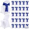 Lounsweer 50 Pcs Folding Chair Cover Set with 25 Stretch Spandex Slipcovers 25 Satin Chair Sashes Bows Ribbon Washable Banquet Protector for Wedding Event Party(White, Royal Blue) view 1