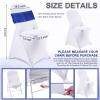 Lounsweer 50 Pcs Folding Chair Cover Set with 25 Stretch Spandex Slipcovers 25 Satin Chair Sashes Bows Ribbon Washable Banquet Protector for Wedding Event Party(White, Royal Blue) view 2