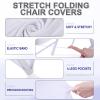Lounsweer 50 Pcs Folding Chair Cover Set with 25 Stretch Spandex Slipcovers 25 Satin Chair Sashes Bows Ribbon Washable Banquet Protector for Wedding Event Party(White, Royal Blue) view 3