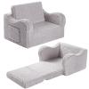 MOMCAYWEX Kids Sofa Chair, 2-in-1 Foldable Couch, Sherpa, Grey view 1