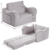 MOMCAYWEX Kids Sofa Chair, 2-in-1 Foldable Couch, Sherpa, Grey view 3
