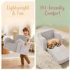 MOMCAYWEX Kids Sofa Chair, 2-in-1 Foldable Couch, Sherpa, Grey view 4