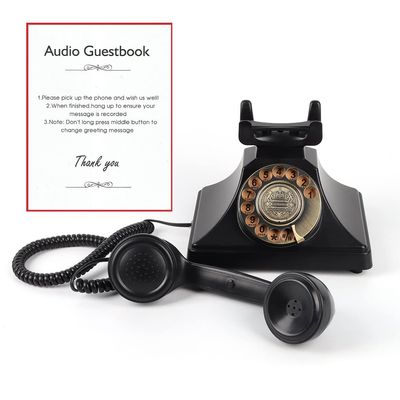 Retro Style Rotary Wedding Audio Guestbook Phone,1960's Vintage Classic Old Fashion Guestbook Telephone for Birthday Party Confession Funeral Message Voicemail Recording
