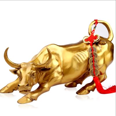 Charging Bull Brass Animal Statue Art Office Bedroom Shelf Shop Desktop Decoration