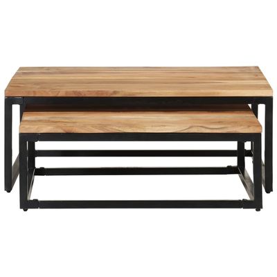 CUMYZO Nesting Coffee Tables 2 pcs Solid Acacia Wood Brown 24.52kg/53.944Ib