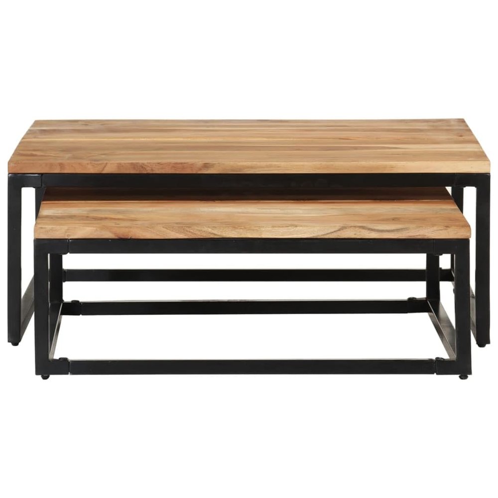 CUMYZO Nesting Coffee Tables 2 pcs Solid Acacia Wood Brown 24.52kg/53.944Ib