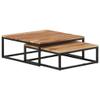 CUMYZO Nesting Coffee Tables 2 pcs Solid Acacia Wood Brown 24.52kg/53.944Ib view 3