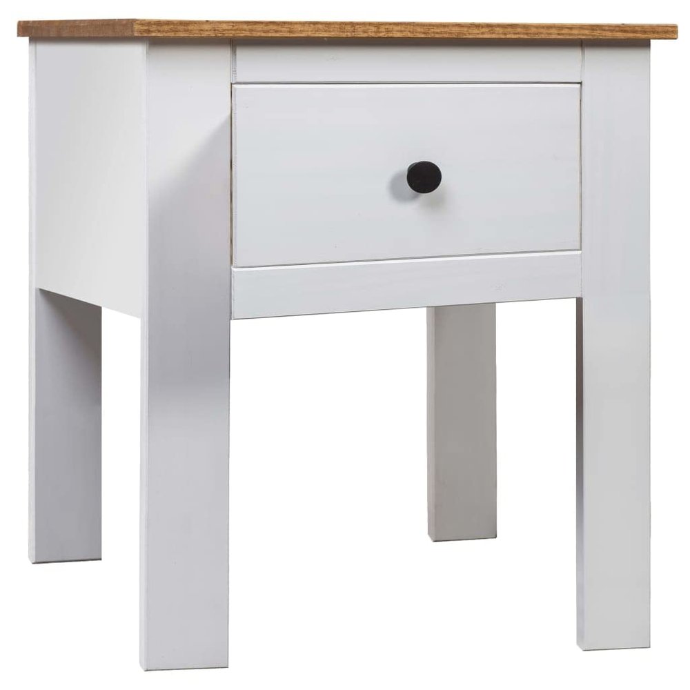 CUMYZO Bedside Cabinet White 18.1"x15.7"x22.4" Pine Panama Range White 6.5kg/14.3Ib