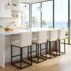 BESTANO 27" Counter Height Bar Stools Set of 4, Linen Upholstered Kitchen Island Stools with Padded Back and Black Metal Frame for Counter Island, Cream view 1