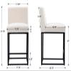 BESTANO 27" Counter Height Bar Stools Set of 4, Linen Upholstered Kitchen Island Stools with Padded Back and Black Metal Frame for Counter Island, Cream view 2