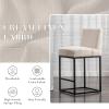 BESTANO 27" Counter Height Bar Stools Set of 4, Linen Upholstered Kitchen Island Stools with Padded Back and Black Metal Frame for Counter Island, Cream view 4