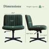 HoeuThien Armless Desk Chair No Wheels Wide Velvet Upholstered Office Chair Swivel Criss Cross Legs Large Seat Adjustable Height Accent Chair for Adults Dark Green view 2