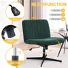 HoeuThien Armless Desk Chair No Wheels Wide Velvet Upholstered Office Chair Swivel Criss Cross Legs Large Seat Adjustable Height Accent Chair for Adults Dark Green view 3