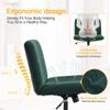 HoeuThien Armless Desk Chair No Wheels Wide Velvet Upholstered Office Chair Swivel Criss Cross Legs Large Seat Adjustable Height Accent Chair for Adults Dark Green view 4