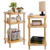 WENFOME Solid Wood End Table, 3-Tier Side Tables with Storage Shelves, Tall Nightstand Bedside Table for Living Room Bedroom Toilet No-Tool Easy Assembly (Burlywood) view 3