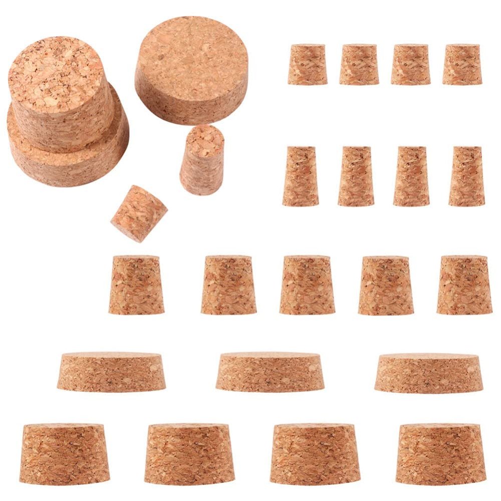 MAGICLULU 30 Pcs Tapered Cork Plugs Wood Wine Bottle Corks Stoppers Natural Soft Wood Corks for Wine Beer