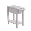Benjara 24 Inch Modern Chairside Table with Extendable Drawer and Cupholders, White view 1