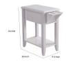 Benjara 24 Inch Modern Chairside Table with Extendable Drawer and Cupholders, White view 3