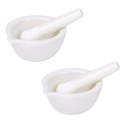 2.5inch Pills Crusher, Ceramics Spice Mill Grinder Set, Handheld Seasoning Mills Grinder,Porcelain Mortar And Pestle Tools Set Grinding Bowls, Set Of 2