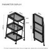 JATIBOSH Kitchen Storage Cabinets Kitchen Shelf Storage Multi-Layer Floor-to-Ceiling Trolley Vegetable Basket Punch-Free Foldable Storage Shelf Kitchen Shelves view 2