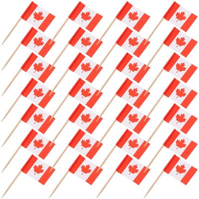 Wooden Cocktail Picks 300pcs Red Flagpole Food Decor for Appetizers