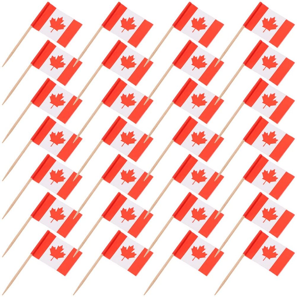 Wooden Cocktail Picks 300pcs Red Flagpole Food Decor for Appetizers