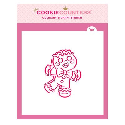 The Cookie Countess Happy Gingerbread Man PYO Stencil - Drawn by Krista