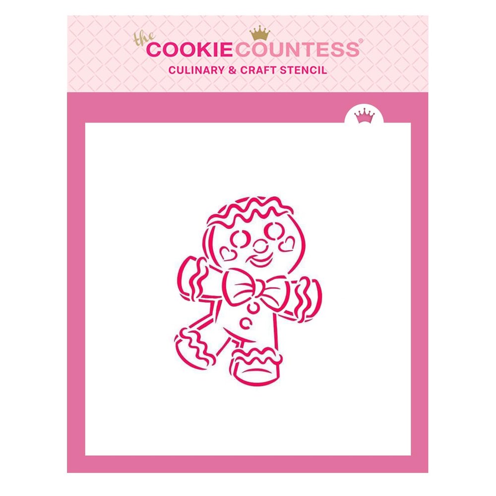 The Cookie Countess Happy Gingerbread Man PYO Stencil - Drawn by Krista