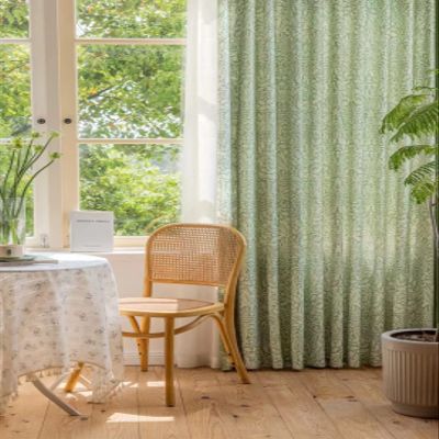 Sage Green Boho Curtains for Bedroom Living Room 96 Inches Long Semi Blackout Farmhouse Curtains 1 Pannel Linen Window Curtain Panel, White Floral Pattern Curtain Drapes (Rod Pocket, 100" W x 96" L)