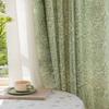Sage Green Boho Curtains for Bedroom Living Room 96 Inches Long Semi Blackout Farmhouse Curtains 1 Pannel Linen Window Curtain Panel, White Floral Pattern Curtain Drapes (Rod Pocket, 100" W x 96" L) view 3