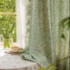 Sage Green Boho Curtains for Bedroom Living Room 96 Inches Long Semi Blackout Farmhouse Curtains 1 Pannel Linen Window Curtain Panel, White Floral Pattern Curtain Drapes (Rod Pocket, 100" W x 96" L) view 4