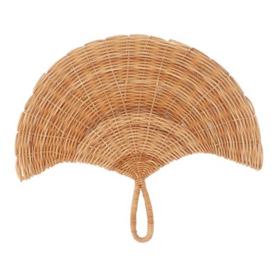 Seagrass Woven Fan Wall Decor, Hanging Rattan Fan Wall Fan Decor for Living Room Bedroom Wall Decoration (Khaki)