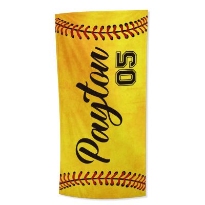KYGNE Personalized Beach Towel for Kids Toddlers Adults- Custom Name Quick Dry Bath Towels Baseball Beach Towel for Beach Swimming(39"x71" for Men)