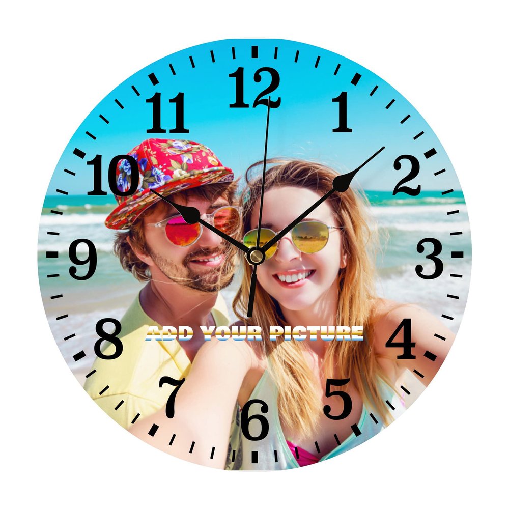 MVPYES Personalized Clocks with Picture,Custom Clocks for Walls,That Customized Round Silent Clock for Living Room.(Size10 12 13.5 16 in)