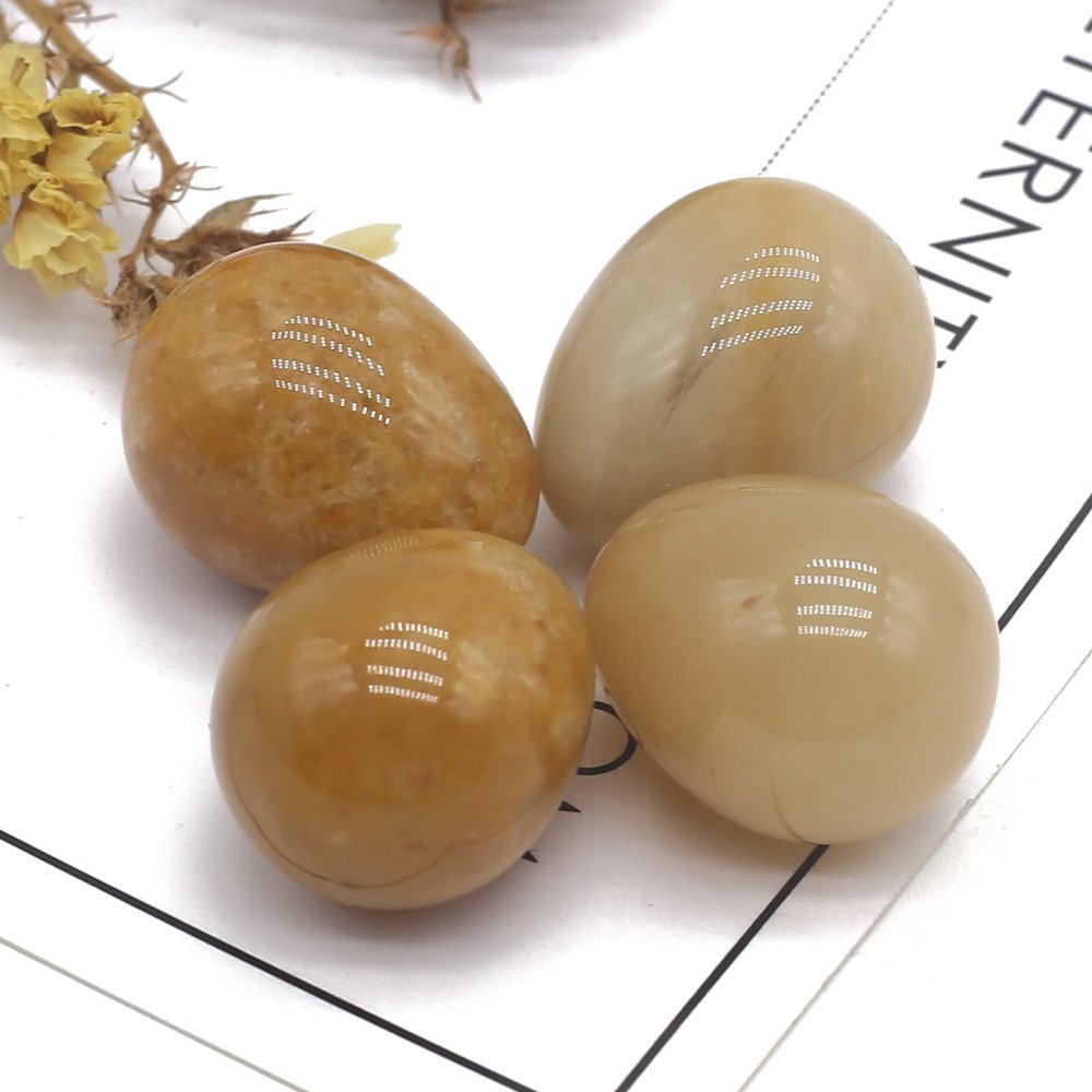 Egg Shaped Stone Natural Stone Hand Polished Craft Gifts Room Ornament Crystals Rose Quartz Agate Home Decor,Yellow Jade,17X22mm