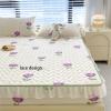 FCLDESHOP Soft Sheet,Latex Ice Silk Bedding Sheets, Summer Cool Skin-Friendly Cartoon Print Mattress Cover Ruffles Bed Cover,Yellow,200 * 220cm view 2