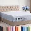 Extra Deep King Fitted Sheet - Hotel Luxury Single Fitted Sheet Only - Easily Fits 18 inch to 24 inch Mattress - Ultra Soft, Wrinkle Free with Extra Deep Pockets - Breathable & Comfy - Blue Stripes view 1